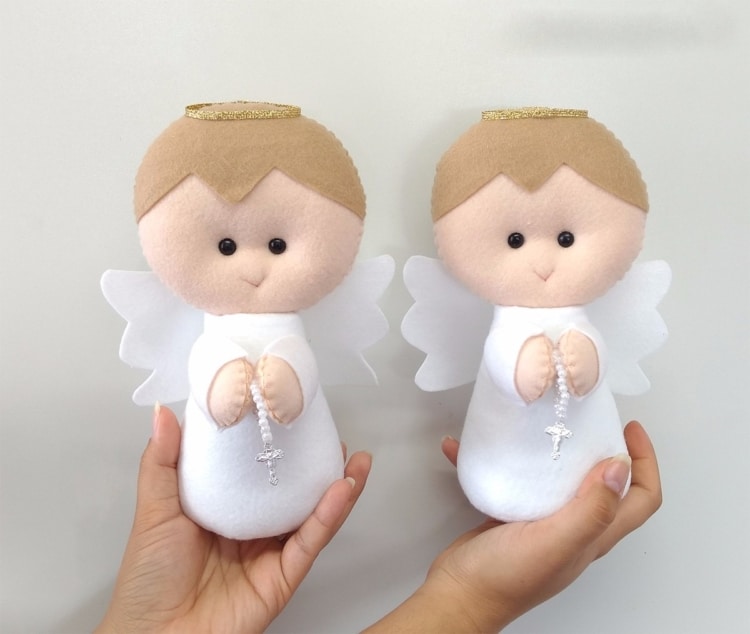 Anjinhos de feltro para festas de batizado Anjinhos de feltro para festas de batizado