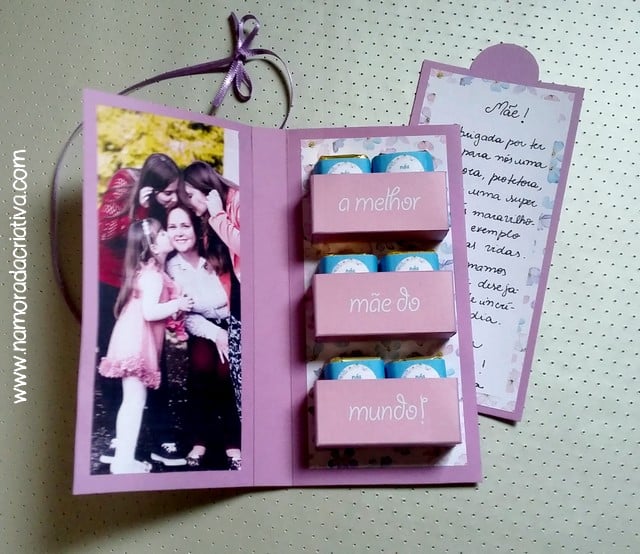 Presente dia das mães cartão personalizado Cartão personalizado com chocolates
