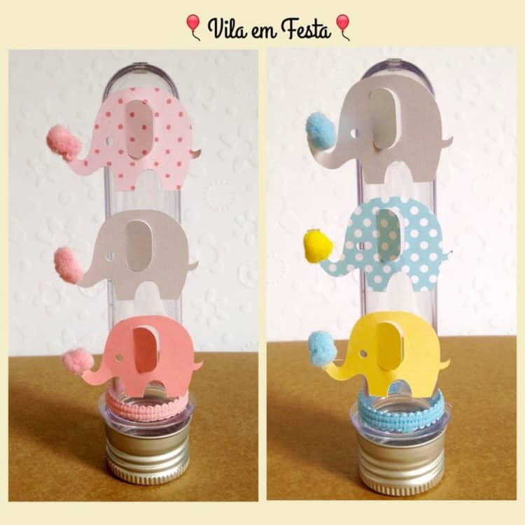 Tubetes de elefantinho para lembrancinha chá revelação Tubetes de elefantinho para lembrancinha chá revelação