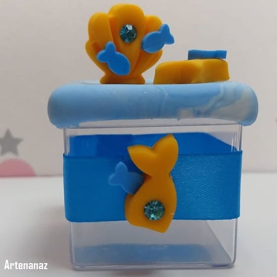 20 lembrancinha de caixinha de acrílico decorada em biscuit lembrancinha de caixinha de acrílico decorada em biscuit