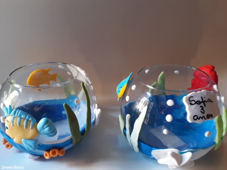 29 aquário decorado em biscuit para lembrancinha fundo do mar aquário decorado em biscuit para lembrancinha fundo do mar