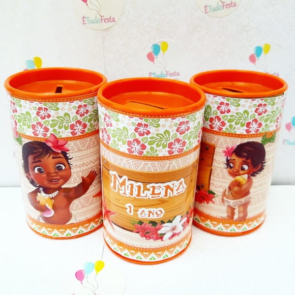 Cofrinho personalizado da Moana baby lembrancinhas da Moana