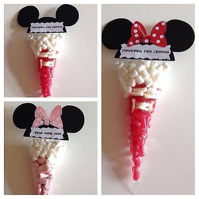 Cones com doces da Minnie lembrancinhas da minnie