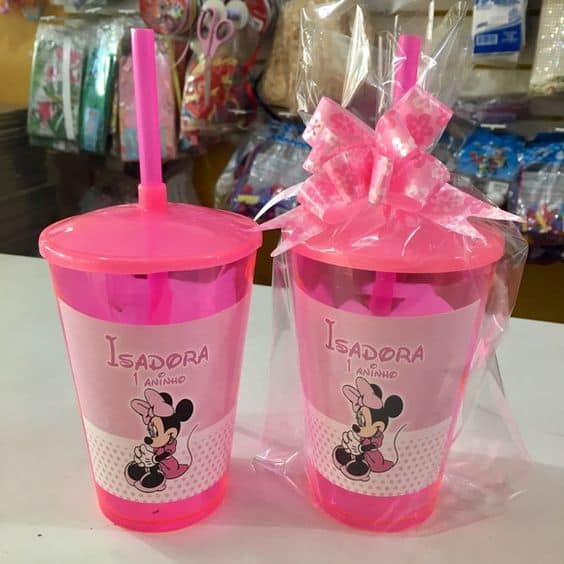 Dica de copo personalizado da Minnie rosa Dica de copo personalizado da Minnie rosa