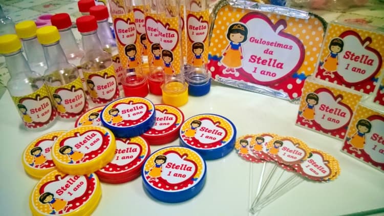 Kit de lembrancinhas personalizadas Branca de Neve cute lembrancinha Branca de Neve cute