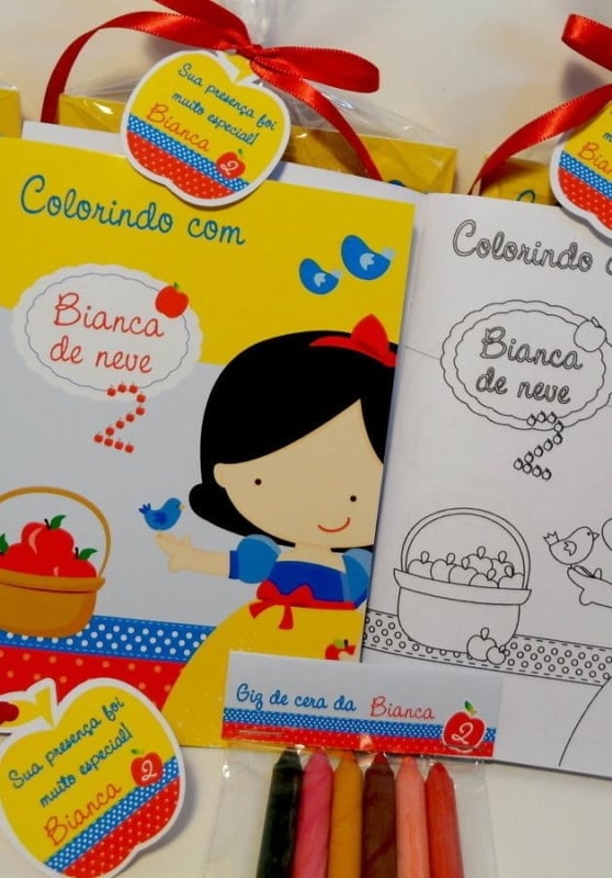 Kit para colorir da Branca de Neve lembrancinha Branca de Neve