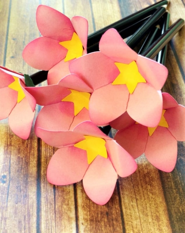 Lápis com ponteira de flor lembrancinhas da Moana