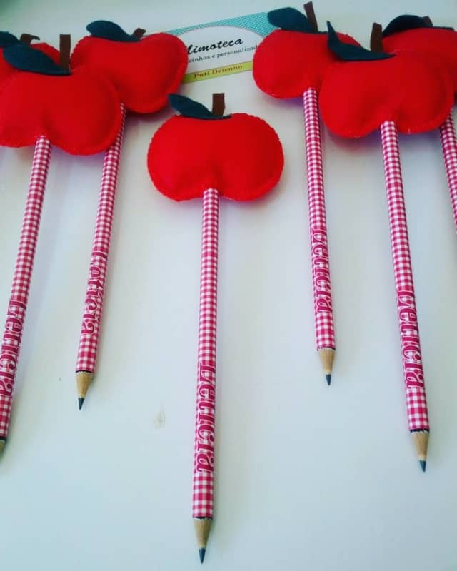 Ponteiras de lápis de feltro simples de maçã Ponteiras de lápis de feltro simples de maçã lembrancinha Branca de Neve