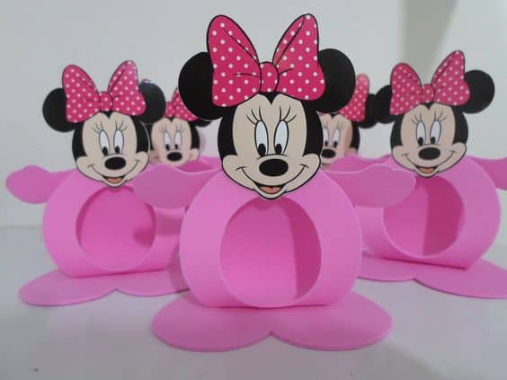 Porta bombons de EVA da Minnie rosa lembrancinhas da minnie