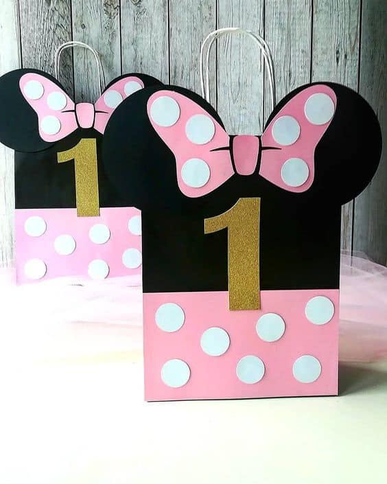 Sacola da Minnie rosa para festa de 1 ano Sacola da Minnie rosa para festa de 1 ano