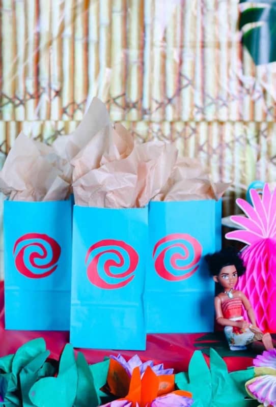 Sacola surpresa azul da Moana lembrancinhas da Moana