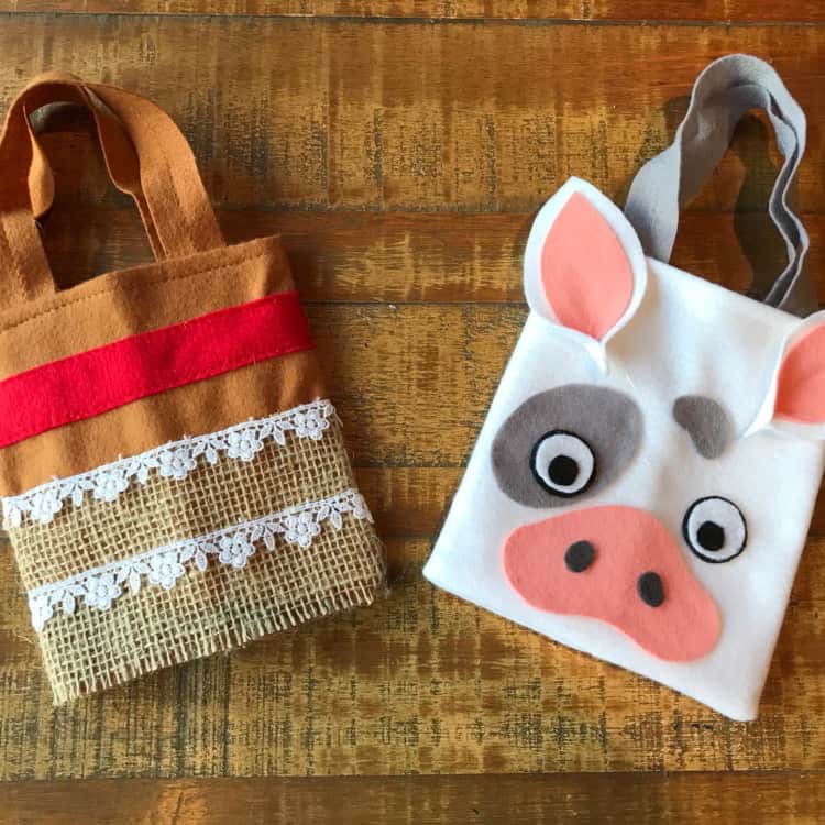 Sacolas de feltro dos personagens da Moana Sacolas de feltro dos personagens da Moana