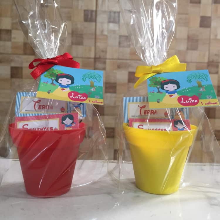 Vasinhos coloridos da Branca de Neve baby lembrancinha Branca de Neve