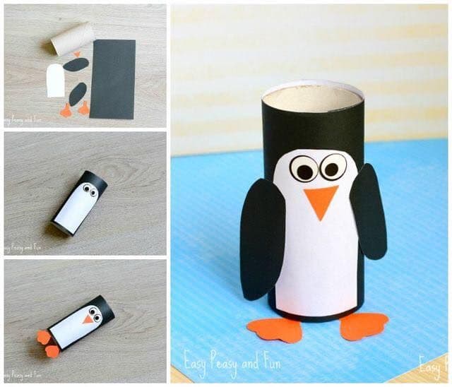 lembrancinhas com papel higienico pinguim
