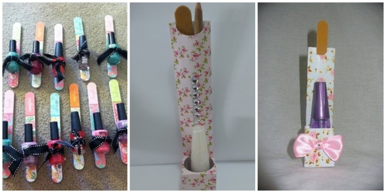 lembrancinha com lixa de unha e esmalte lembrancinha com lixa de unha e esmalte