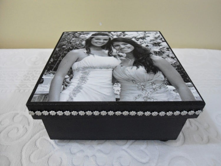 caixa em MDF decorada com foto para dia das mães