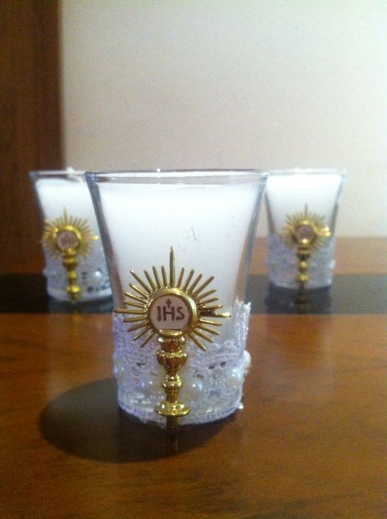 potinho com vela decorado para primeira comunhão potinho com vela decorado para primeira comunhão