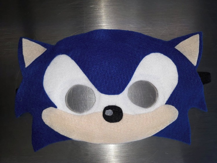 máscara Sonic em feltro para lembrancinha
