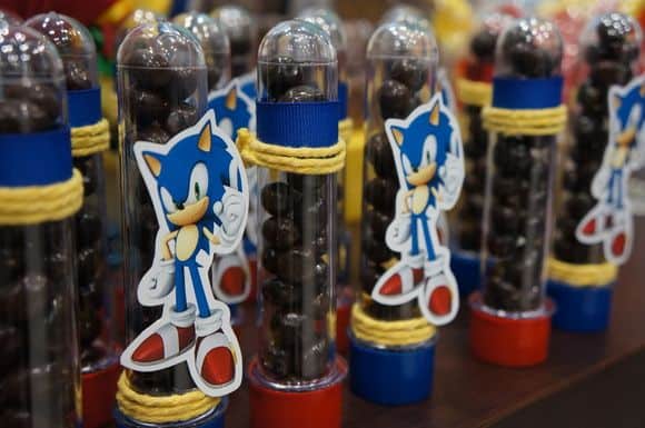 tubete decorado para festa Sonic
