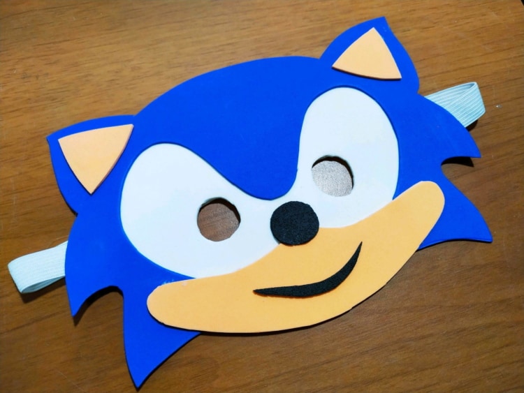 máscara em EVA para lembrancinha Sonic