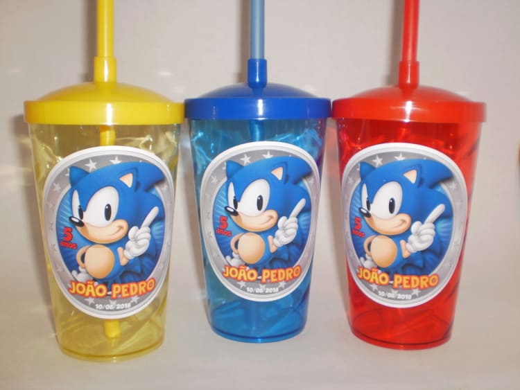 copo personalizado para lembrancinha Sonic