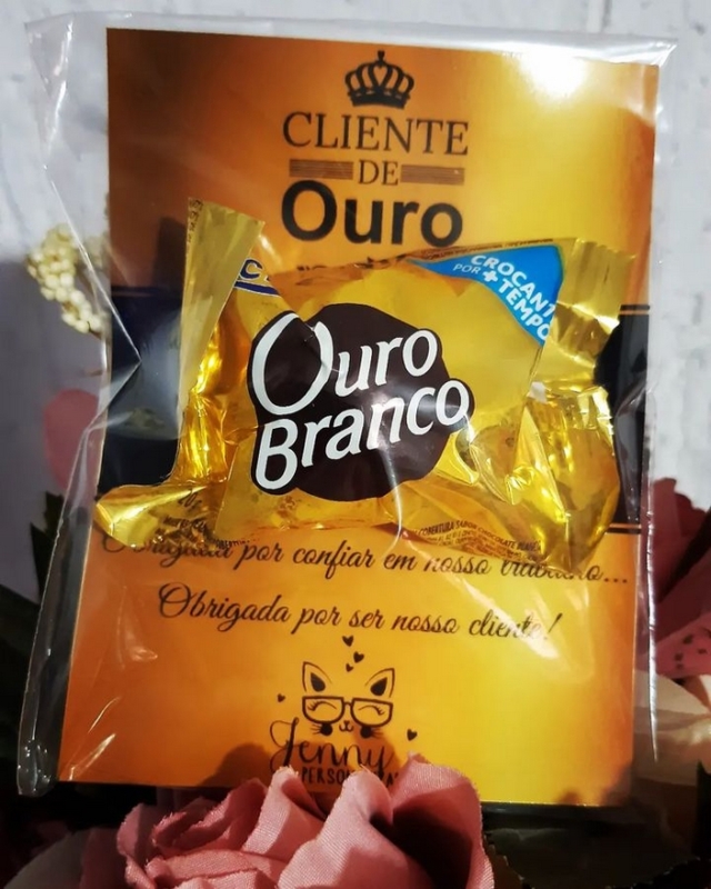 10 lembrancinha para cliente com bombom Ouro Branco @jenny personalizados 10 lembrancinha para cliente com bombom Ouro Branco @jenny personalizados